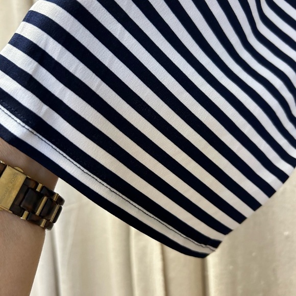 Chicos/ Stripe Off-The-Shoulder Top/ Blue & White Classic / size 1 - Picture 7 of 14